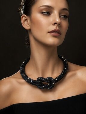 ✨ Swarovski Stardust Black Knot Necklace ✨
